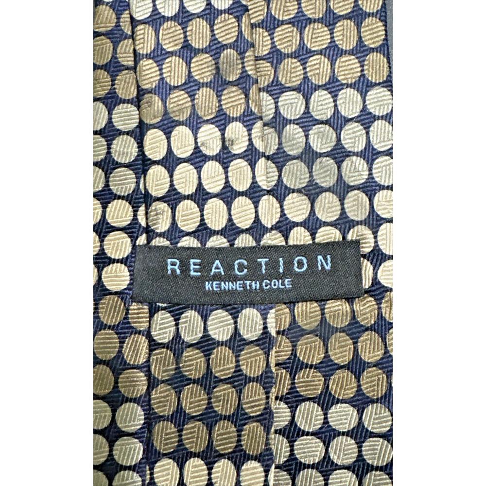 Men's Necktie Reaction Silk L59" W3.5" black gold polkadot